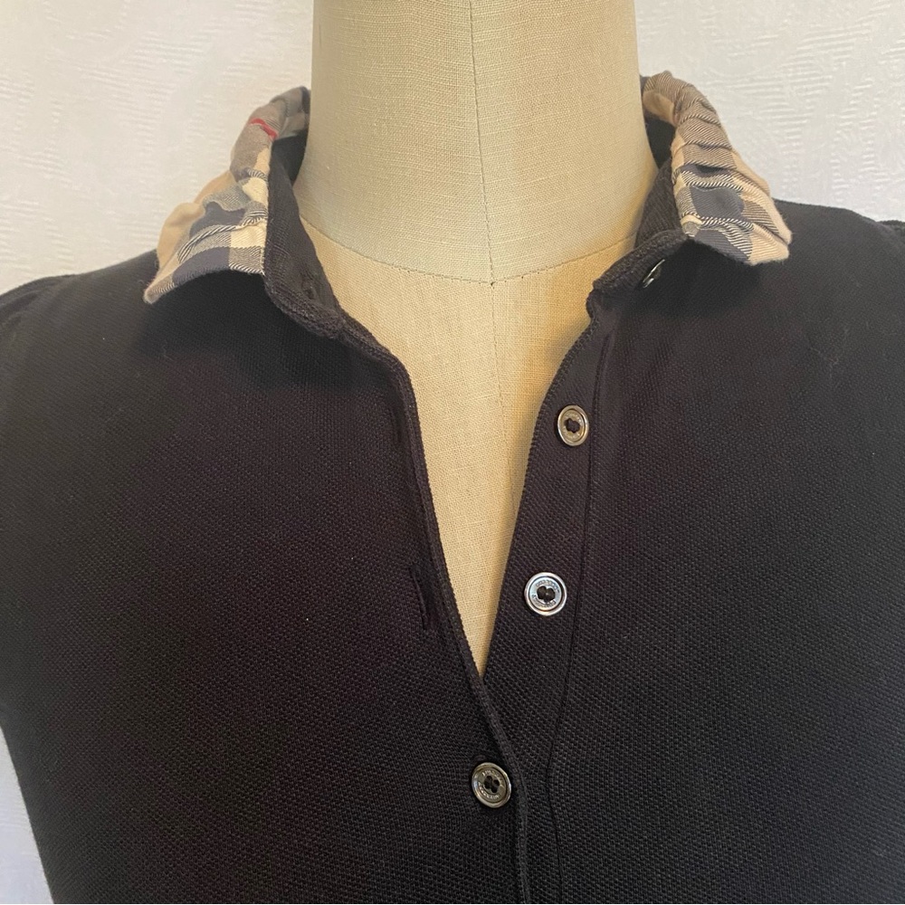 Burberry S  cotton piqué  gathered cap sleeve tshirt.